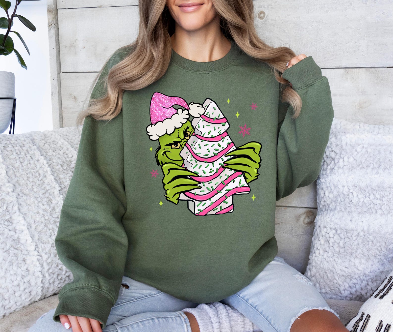 Christmas Tree Cake Shirt, Grinch Christmas T-shirt, Grinch Santa Sweatshirt, Christmas Cake Tee, Funny Christmas Gift, Womens Christmas Tee