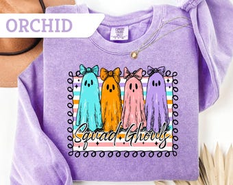 Comfort Colors®Squad Ghouls Halloween Tshirt,Cute Ghost,Funny Group Shirt,Spooky Season Sweatshirt,Fall Halloween,Colorful Ghost Tee Gift