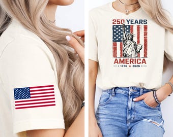 Camiseta de los 250 años de EE. UU., camiseta patriótica 1776–2026, camiseta de la Estatua de la Libertad, bandera estadounidense, camiseta patriótica del 4 de julio de EE. UU.