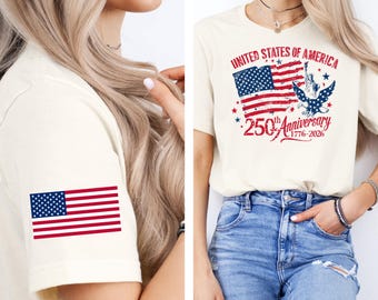 Camiseta del 250 aniversario de Estados Unidos, camiseta de celebración del 250 aniversario, 1776-2026, camiseta del 4 de julio, bandera retro de Estados Unidos