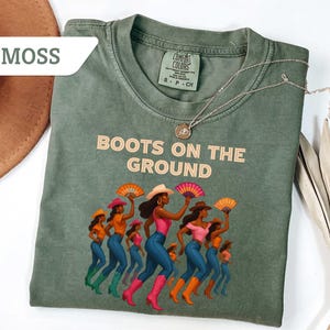 Comfort Colors®Cowgirl Boots Line Dance Shirt,Western Apparel Tee,Country Music Gift,Boots on the Ground T-shirt,Cowboy Boots Rodeo Shirt