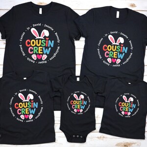 Cousin Crew Easter Tee Shirt: Personalized Custom Easter Bunny Family Matching T-Shirt