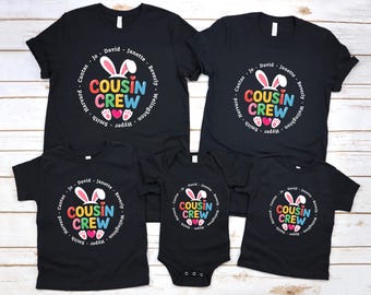 Cousin Crew Easter Tee Shirt: Personalized Custom Easter Bunny Family Matching T-Shirt