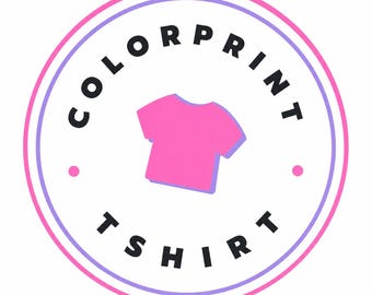 May include: A circular logo featuring a pink t-shirt icon in the center. The text COLORPRINT TSHIRT is written in black capital letters along the inner border of the circle, which is outlined by a thin purple ring and a thicker pink outer ring.