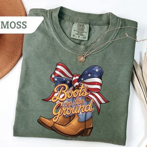 Comfort Colors®Boots on the Ground Coquette T-Shirt,Where Them Fans At Ribbon Tee, Rodeo Cowgirl Bow,American Bow Western Country Shirt Gift