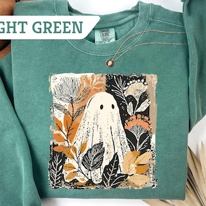 Comfort Colors®Lace Ghost Shirt, Halloween Tshirt, Women&#39;s Holiday Tee, October Vibes Sweatshirt,Retro Ghost Tee,Spooky Season Tee Gift