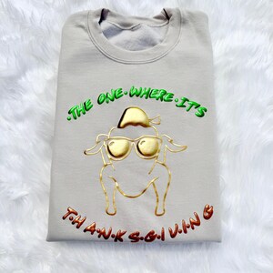 Thanksgiving Turkey Puffy Sweatshirt, Embroidered Thanksgiving Crewneck Shirts, Thanksgiving Shirts Women, Fall Shirt, Thanksgiving gift