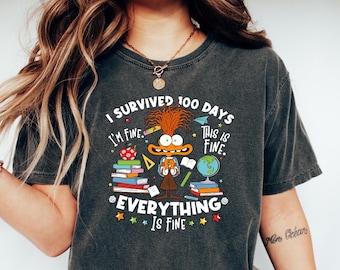 I Survived 100 Days T Shirt, It's Fine I'm Fine Everything Is Fine Sweatshirt, 100 Days of School Shirt, School Shirt, Teacher Shirt