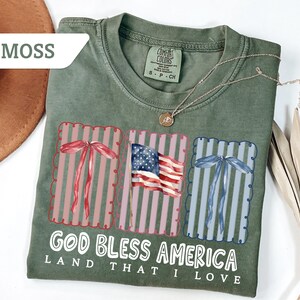Comfort Colors God Bless America Shirt, 4th of July Tee, USA Flag T-shirt, Cross Shirt, Christian American Shirt,Independence Day Gift Tee