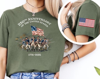 Camiseta de soldados de la Guerra de Independencia 1776-2026, camiseta del 250 aniversario, regalo del Día de la Independencia, camiseta patriótica del 4 de julio, bandera retro de Estados Unidos