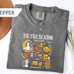 Comfort Colors®Tis&#39; the Season Sweatshirt, Retro Halloween Tee, Pumpkin Witch Tshirt, Halloween Shirt, Fall Season,Spooky Season Tee,Boo Tee