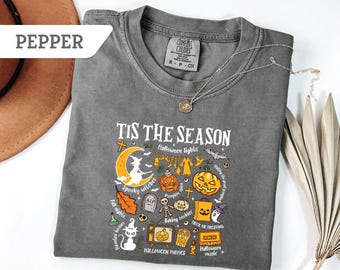 Comfort Colors®Tis' the Season Sweatshirt, Retro Halloween Tee, Pumpkin Witch Tshirt, Halloween Shirt, Fall Season,Spooky Season Tee,Boo Tee