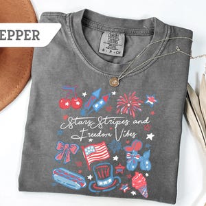 Comfort Colors Stars Stripes And Freedom Vibes T-shirt,4th Of July Shirt,USA Flag Tee Gift,Independence Day Gift,Patriotic Memorial Day Gift