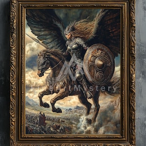 Valkyrie, The Chooser of the Slain - Fine art print, digital oil painting, Norse mythology wall art, warrior goddess decor