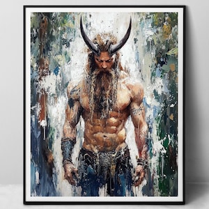 Loki, dio norreno - stampa artistica su carta, mitologia pagana vichinga, pittura a olio digitale