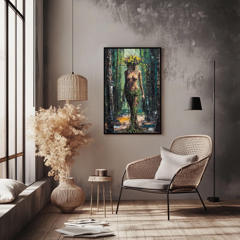 Gaia Goddess - Fine Art Print, Mother Earth Wiccan Dryad in the Forest ...