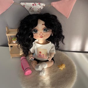 Author&#39;s textile doll &quot;Yoga Lover&quot; | Handmade Doll | A gift for those who love balance, harmony and style