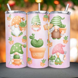 Cactus Gnomes Tumbler, 20oz Skinny Tumbler Design, Cactus Gnomes 20oz Tumbler Png, Gnome Png, light Tumbler, Digital Download
