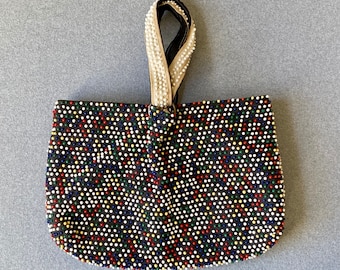 Vintage Mod Two Piece Colorful Beaded Handbag Reversible