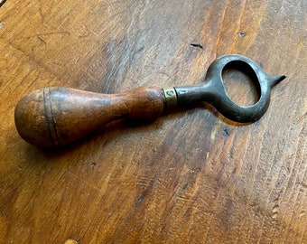 Antique Bottle Opener Wooden handle, metal with brass