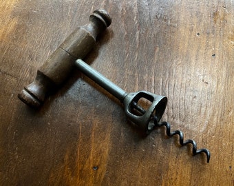 Early Antique Wine Bottle Opener with Wooden handle