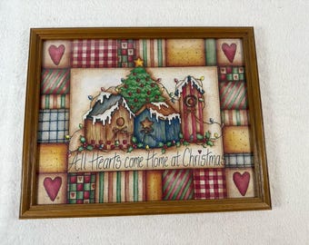 HOMCO Home Interiors All Hearts Come Home at Christmas Picture 12" x 15" Vtg