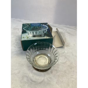 Crystal & Silverplate Pedestal Bowl Vintage Clear Etched Glass Crystal Galleries New In Box