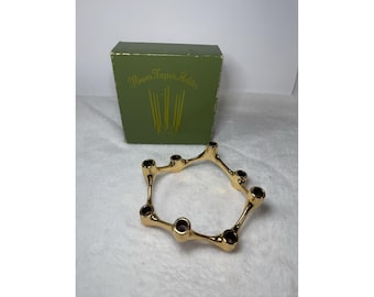 Colonial Candle of Cape Cod 8 Candle Stick Flower Taper Holder GOLD Vtg MCM Box