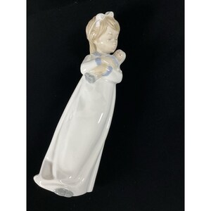 Vintage NAO Lladro Figurine | Girl in Nightgown with Doll image 9