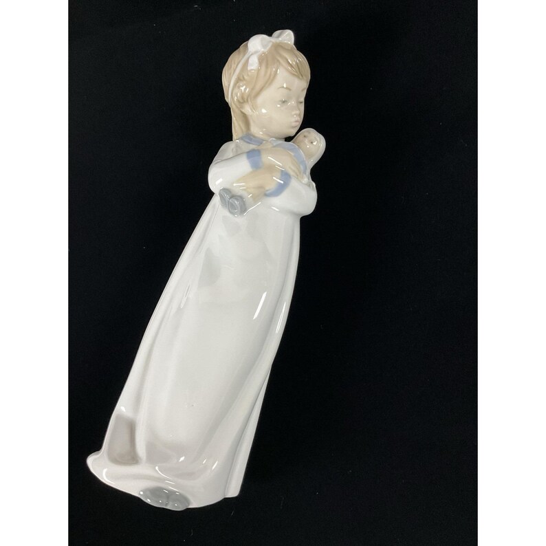 Vintage NAO Lladro Figurine | Girl in Nightgown with Doll image 9