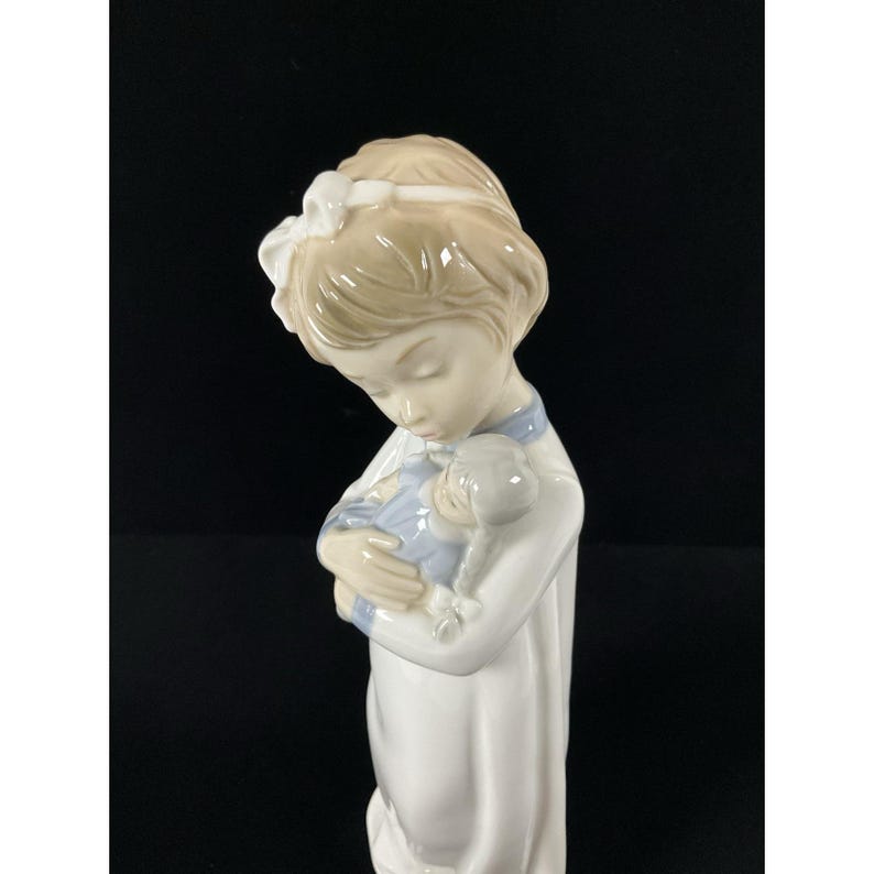 Vintage NAO Lladro Figurine | Girl in Nightgown with Doll image 5