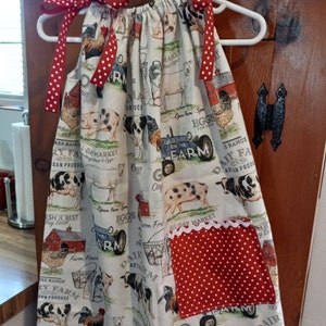 Cute Farm print girls Pillowcase dresses
