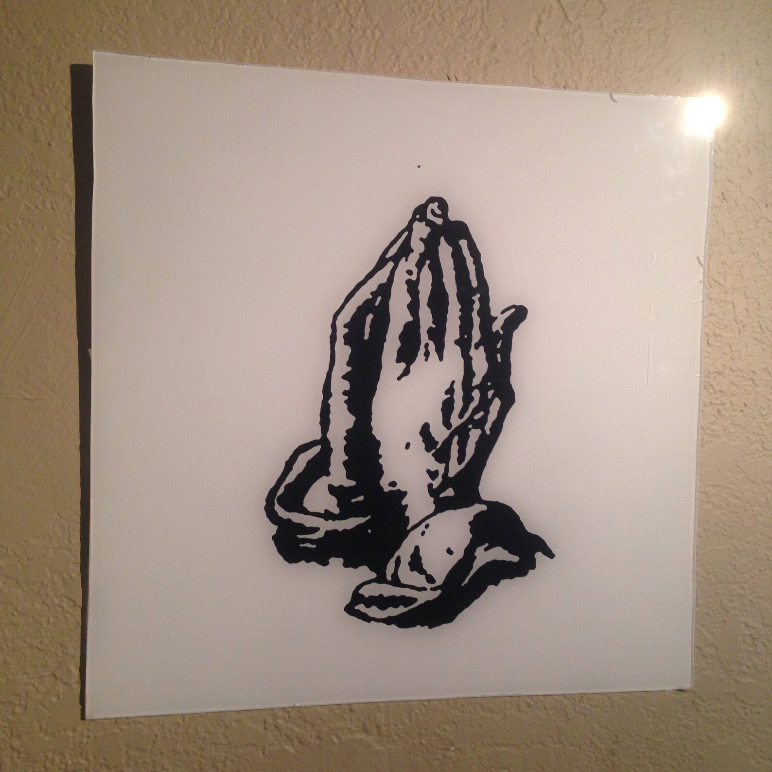 Pray Rubbing Hands Together Emoji art piece on glass Etsy