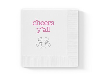 Celebration Napkins - Cheers Y'all Design, Wedding Reception Decor, Party Supplies, Bridal Shower, Birthday Events, Everyday