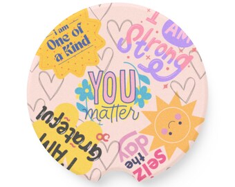 Inspirational Soapstone Car Coaster: Positive Vibes, Motivational Gift
