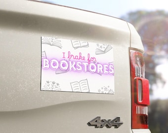 Bookworm Car Magnet: "I Brake For Bookstores" Vinyl Decal