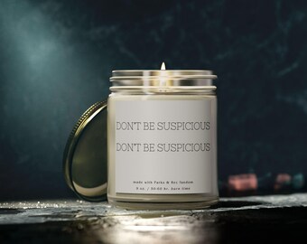 9 oz Scented Candle, Perfect Gift for Fans, Don't Be Suspicious, Parks & Rec, Housewarming Gift