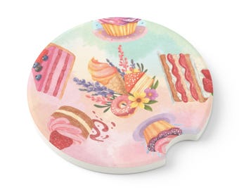 Dessert Themed Car Coaster: Soapstone Drink Holder, Vehicle Interior Decor