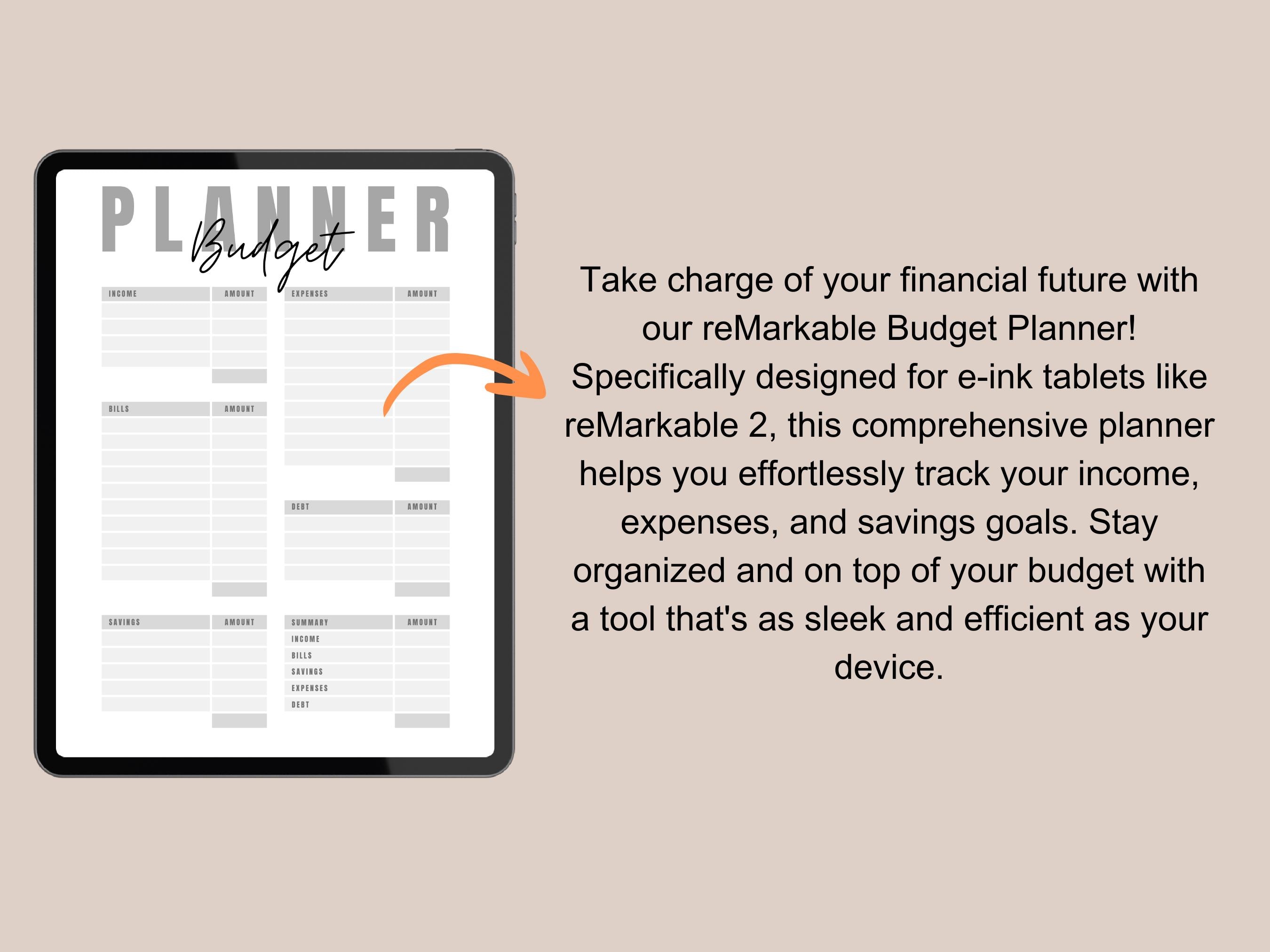 Budget Planner for E-ink Tablets | Designed for Remarkable | Digital ...