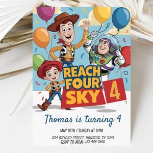 Toy Story Birthday Invitation: Reach for the Sky Canva Template (Digital Download 5x7in