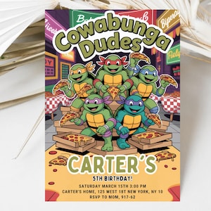 Editable Ninja Turtle Birthday Invitation: Kids Party Template (Digital Download 5x7in Canva Template)