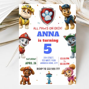 Puppy Patrol Birthday Invitation: Paw-ty Template (Digital Download 5x7in Canva Editable)