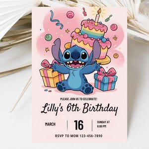Stitch Birthday Party Invitation: Editable Cartoon Pool Party Template (5x7 Digital Download)