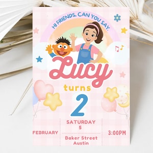 Ms. Rachel Invitation, Ms. Rachel Invitation Canva,  Birthday Invitation, Digital Invitation, Self Edited Invitation, Rachel Invite, Digital