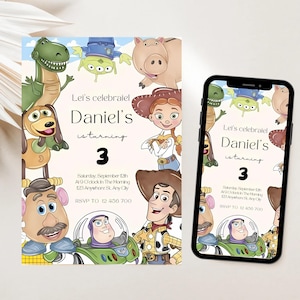 Editable Toy Story birthday invitation, Toy Story birthday invitation, Editable Canva, Digital Download