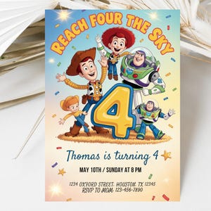 Editable Toy Story Birthday Invitation: Canva Template (Digital Download 5x7in