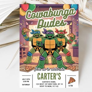 Editable Ninja Turtle Birthday Invitation: Kids Party Template (Digital Download 5x7in