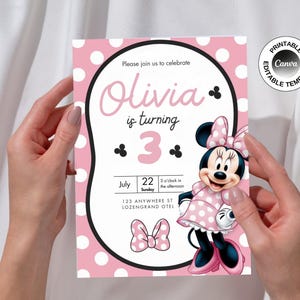 Minnie Mouse Birthday Invitation: Editable Canva Template (5x7&quot; PDF)