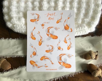 Just Koi Sticker Sheet | matte sticker, koi fish, fish, pretty, water, cute stationery, pretty stickers, journal stickers, planner stickers