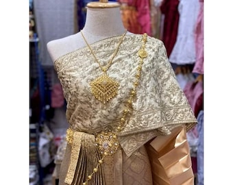 Beautiful Traditional Thai DressI Thai/Khmer Wedding DressI HandwovenI Synthetic SilkI Plus Size available